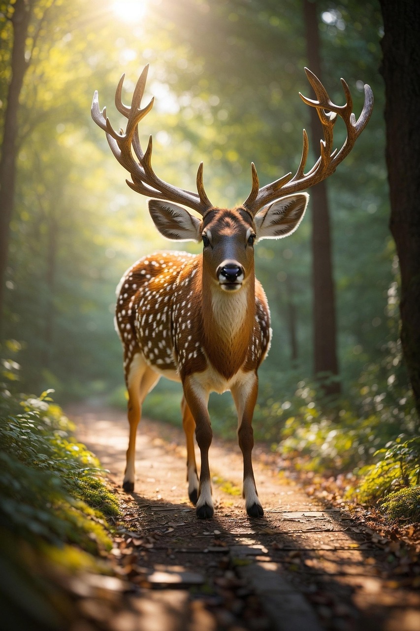 ai generate, deer, animal, mammal, antlers, wildlife, nature, forest