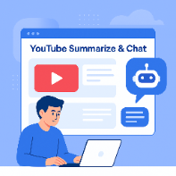 lustrasi YouTube Summarize and Chat MOK AI – ringkasan video instan dan chat interaktif